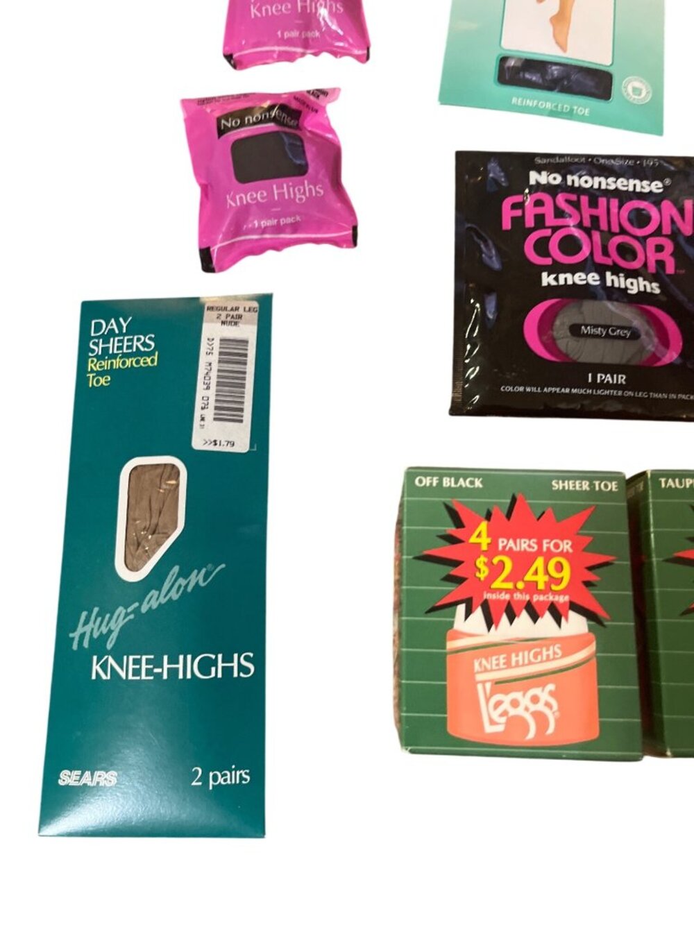 Vintage Knee High Stockings Lot NOS No Nonsense L'eggs Sears Assorted Colors - Picture 2 of 5